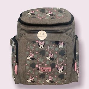 NWT Disney Minnie Mouse Pink Gray Diaper Bag Backpack baby shower gift